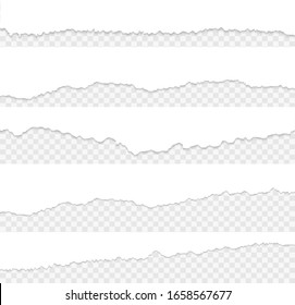 Conjunto de trozos de papel blanco roto, aislados en fondo gris. Ilustración del vector