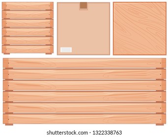 Set of pieces of wood illustration