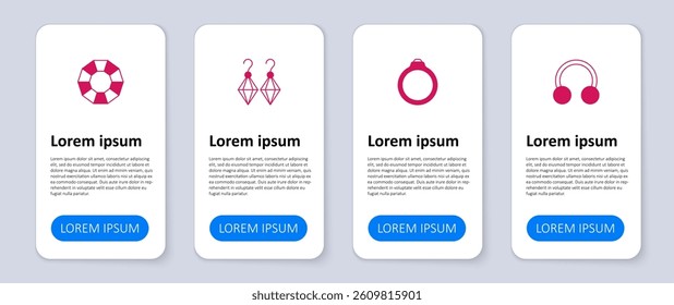 Set Piercing, Diamond engagement ring, Earrings and . Business infographic template. Vector