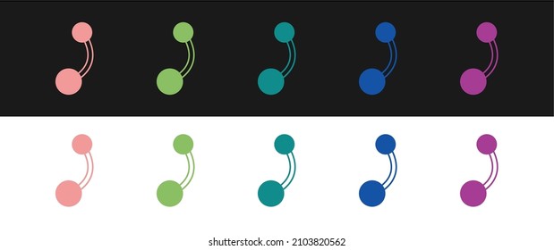 Set Piercing icon isolated on black and white background.  Vector