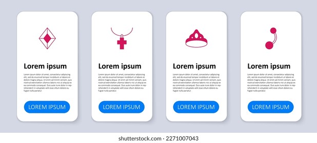 Hier können Sie Piercing, King Kronen, Christian Cross on Kette und Gem Stein. Infografik-Vorlage für Unternehmen. Vektorgrafik