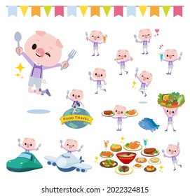 A set of Pig boy on food events.It's vector art so it's easy to edit.