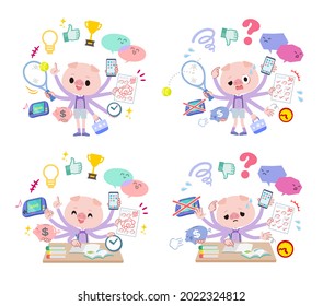 A set of Pig boy who perform multitasking.It's vector art so it's easy to edit.