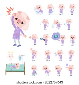 A set of Pig girl with injury and illness.It's vector art so it's easy to edit.