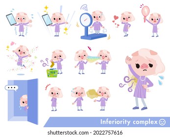 A set of Pig girl on inferiority complex.It's vector art so it's easy to edit.