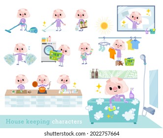 A set of Pig girl related to housekeeping.It's vector art so it's easy to edit.