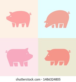 Set of Pig logo. Icon design. Template elements