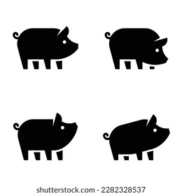 Set of Pig Logo. Icon design. Template elements