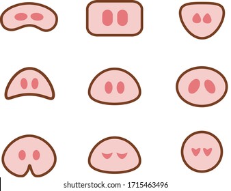 set of pig nose icons.