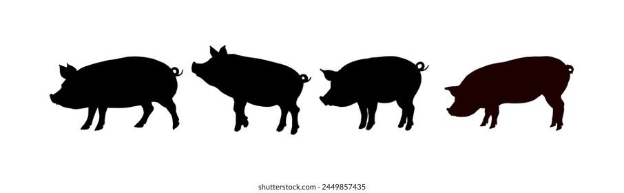 Set of pig silhouette - vector illustration	