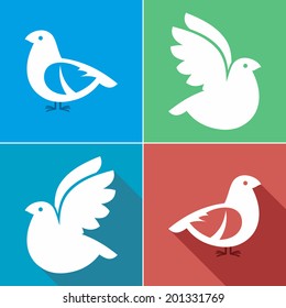 Set of pigeons stylized icons.