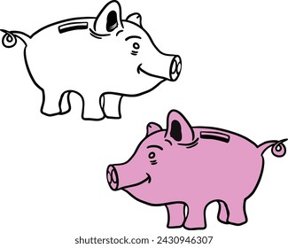 Set of piggy bank vector icon