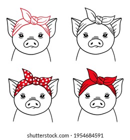 Pig with bandana svg