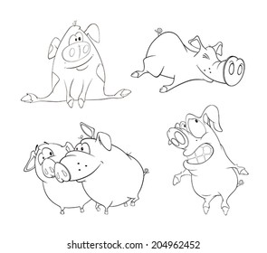 A set of pigs. Coloring book 