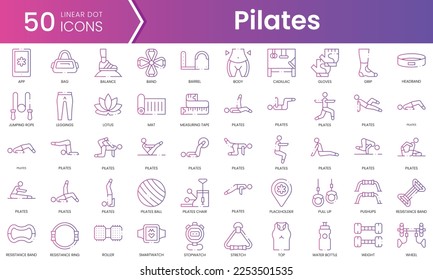 Set of pilates icons. Gradient style icon bundle. Vector Illustration