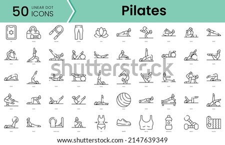 Set of pilates icons. Line art style icons bundle. vector illustration
