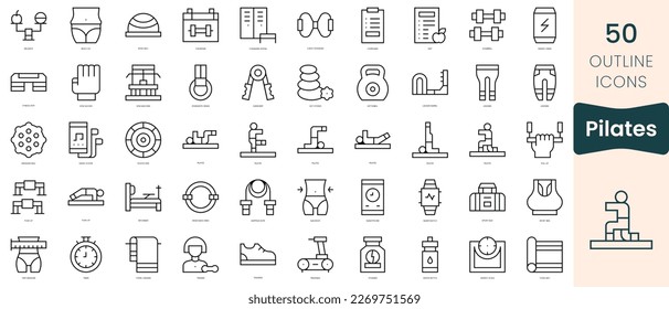 Set of pilates icons. Thin linear style icons Pack. Vector Illustration