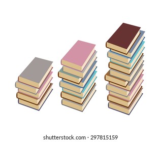 Set  pile of books on a white background. Vector illustration 