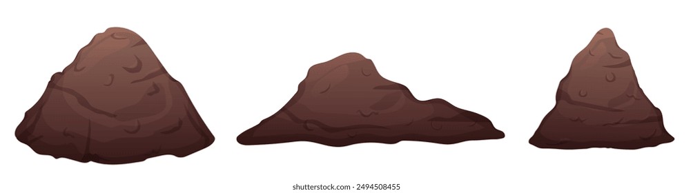 Set with pile of soil or compost in brown color