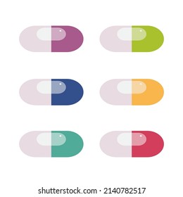 set pill cápsula de vector colorido.