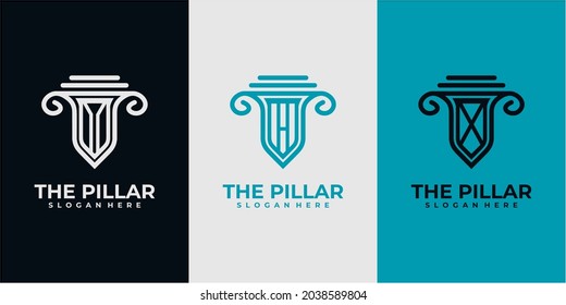 Set of Pillar logo design concept. Pillar logo design inspiration. 3 pillar logo design