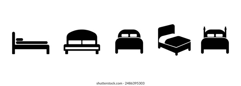 Set of Pillow, bedding icon. Night Bed symbol. Vector illustration.