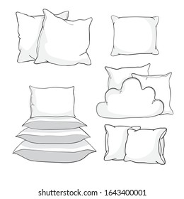 Set pillow, cushion vector illustration on a white background