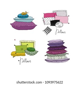 Set with pillows. Comfortable Bedding. Cozy bedroom