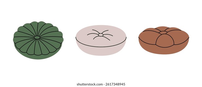 Set of pillows. Comfortable fluffy pillows. Vector illustration.