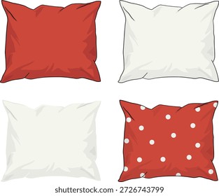 Conjunto de almohadas en diferentes colores aislados sin fondo