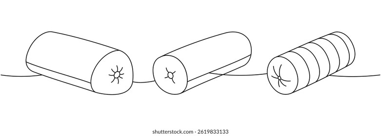 Set of pillows one line continuous drawing. Soft pillows for sleeping. Vector illustration.