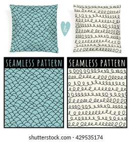 Set with pillows and seamless patterns