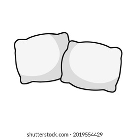 Set of pillows. Soft cushions. Cartoon black and white flat illustration. The element of the bedroom and bed for sleep