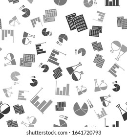 Set Pills in blister pack, Pie chart infographic, Test tube and flask chemical laboratory and Pie chart infographic on seamless pattern. Vector