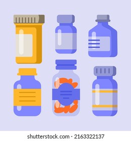 set of pills and bottles health treatment medicine