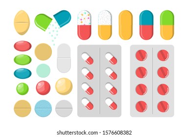 Set Pills Vector Isolated Medicine Pharmacy Stock Vector (Royalty Free ...