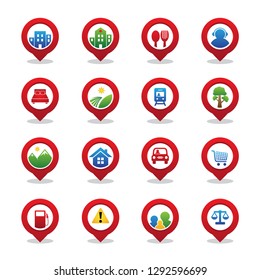 Set pin GPS navigation element for map with icon pointer. GPS vector icon symbol. Travel navigation icon vector symbol. Vector illustration EPS.8 EPS.10