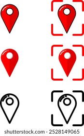 Set of pin icons isolated on transparent background. pin illustration in several variations. Location map icon. Location pins