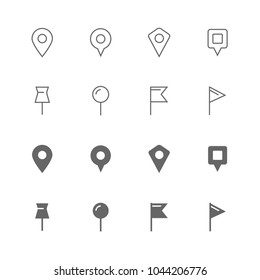 Set of pin and location icons