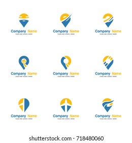 Set Pin Location Logo Vector. Contains such Icons as travel, navigation, point, place, position