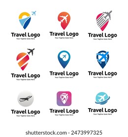 Set of Pin map illustration for travel icon logo design