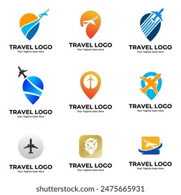 Set of Pin map illustration for travel icon logo design