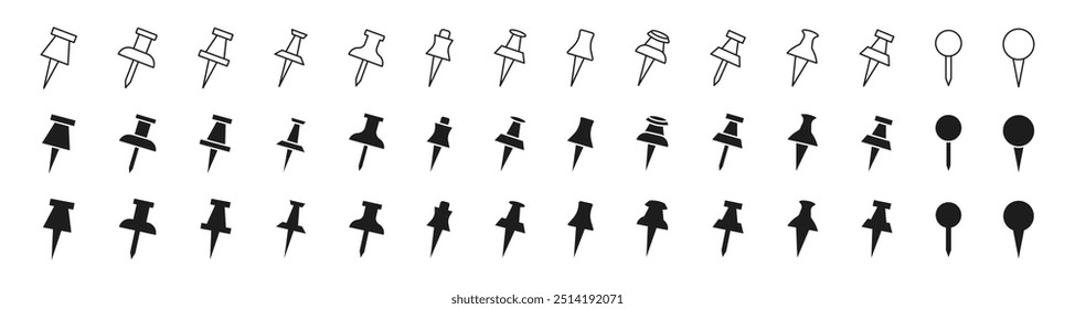 Set of pin map marker icons. Pin marker, GPS location, navigation. Vector.