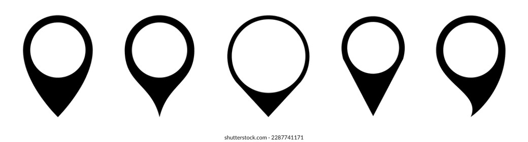 Set pin map marker pointer icon, GPS location flat symbols – stock vector