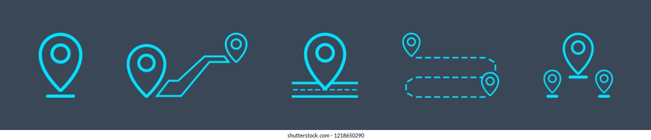  Set of pin for maps, routes, location
