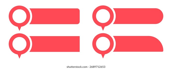 Conjunto de iconos de etiquetas de texto pin. Icono de puntero pin en el mapa con espacio para Elementos de Vector de texto