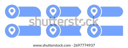 Set of pin text tag icons. Pointer icon pin with space for text vector collection