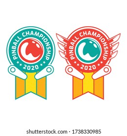 Set Pinball Championship Vintage Retro Vector Badge Emblem Logo  For Banner, Poster, Flyer, Website, Social Media