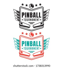 Set Pinball Tournament Vintage Retro Vector Badge Emblem Logo  for Banner, Poster, Flyer, Website, Social Media