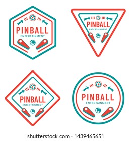 Set Pinball Vintage Retro Vector Badge Emblem Logo  For Banner, Poster, Flyer, Website, Social Media
